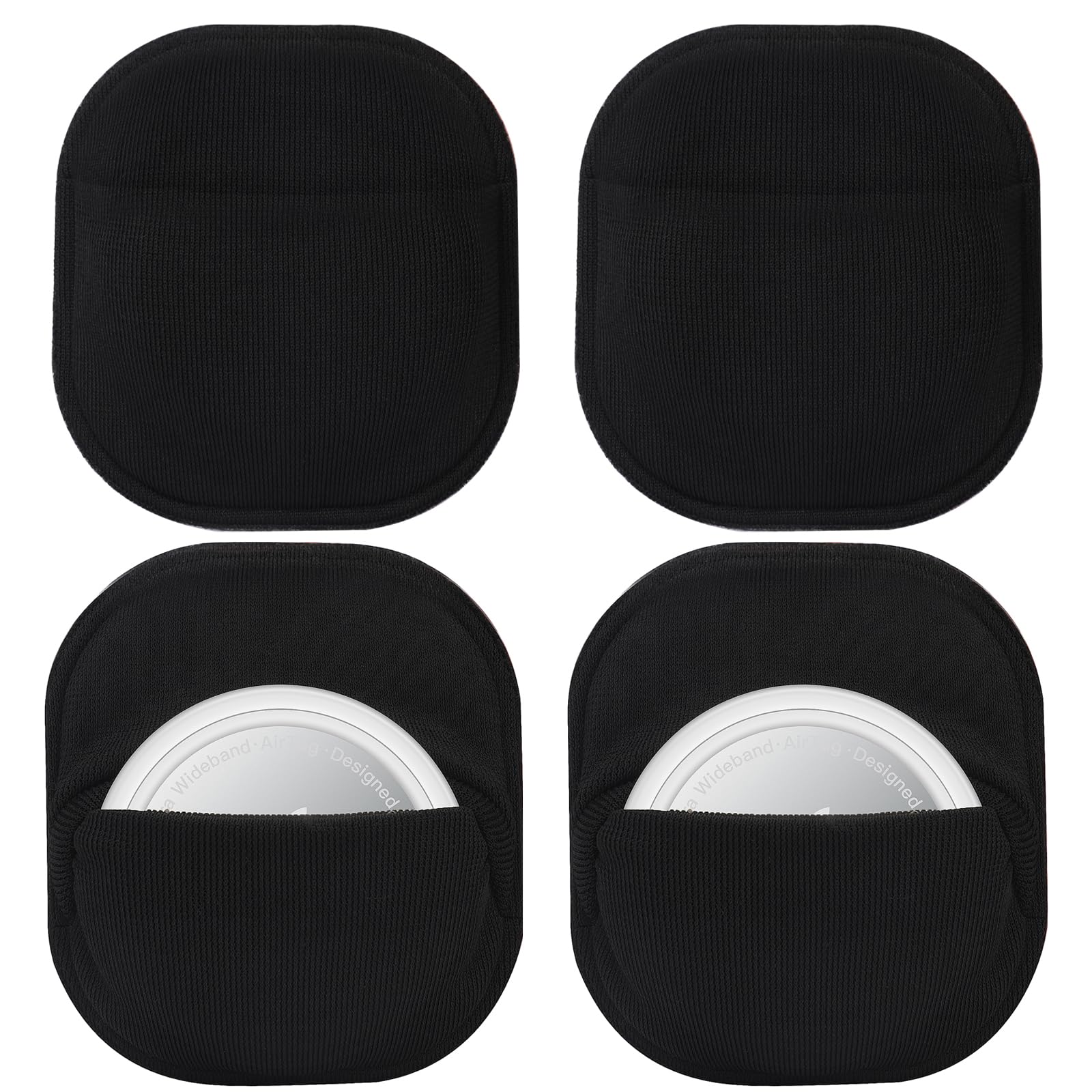 for Airtag Holder Sticky Pouch, 4 Pack Hidden & Protective Sleeve for Luggage, Adhesive Fabric Mount Sticker compatiable with Air Tag for Suitcase, TV