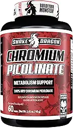 Picolinato de Cromo Controle de Apetite Pote 60 Capsulas 35mcg 100% Puro Auxilia Metabolismo 100% Fonte de Cromo Isolado Rende 60 Doses Suplemento Mineral Matéria Prima Importada - Snake Dragon