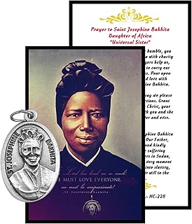 Gifts by Lulee, LLC Saint Josephine Bakhita Patron of Sudan and Human Trafficking Survivors Blessed Prayer Card with or without a Medal with or without Necklace Glass Candle Your Choice