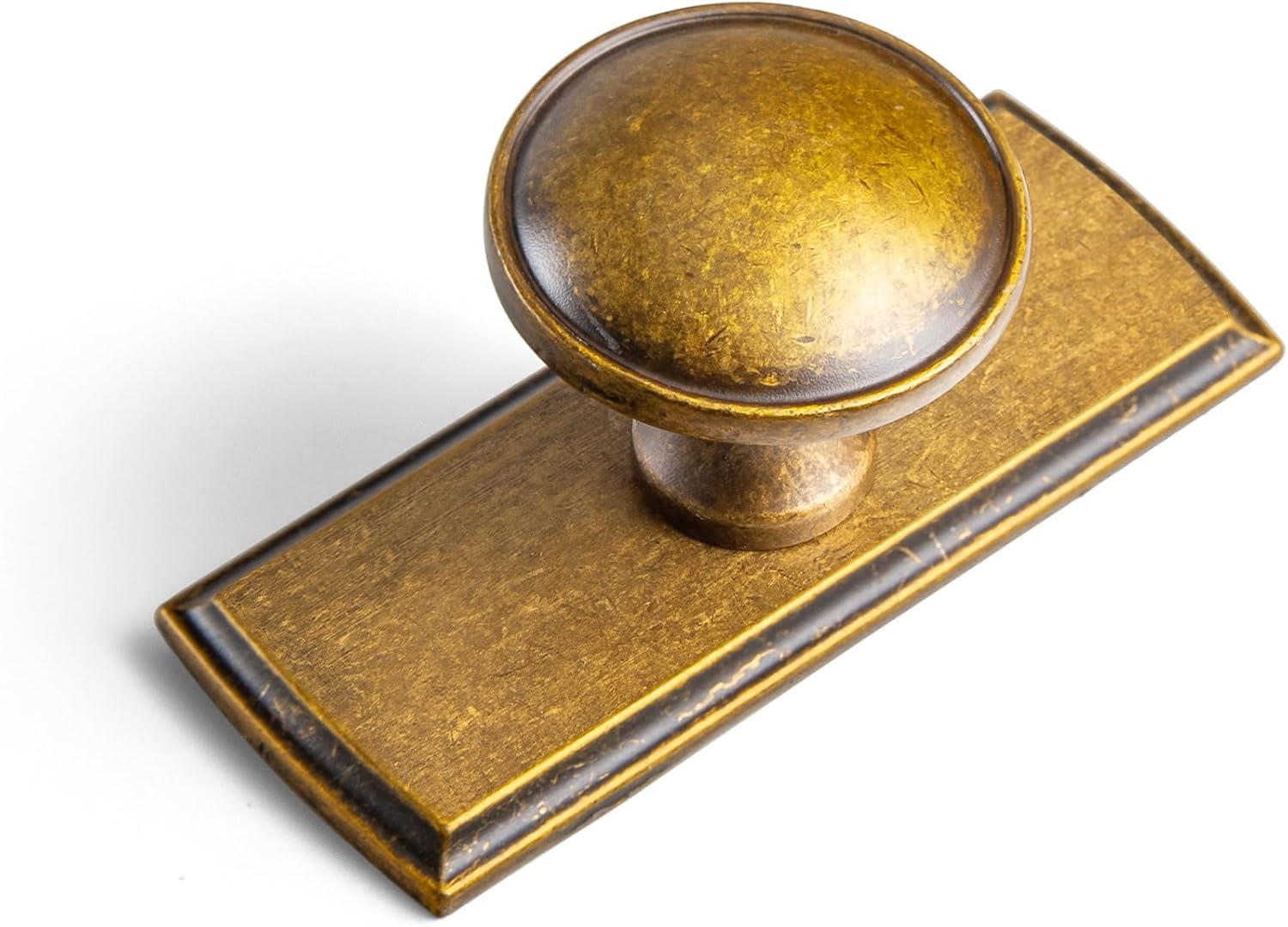 6 Pack Antique Brass Cabinet Knobs with Backplate, Vintage Zinc Alloy Drawer Pulls and Handles, Kitchen Cabinet Hardware for Dresser, Cupboard and Furniture, Aged Bronze Finish