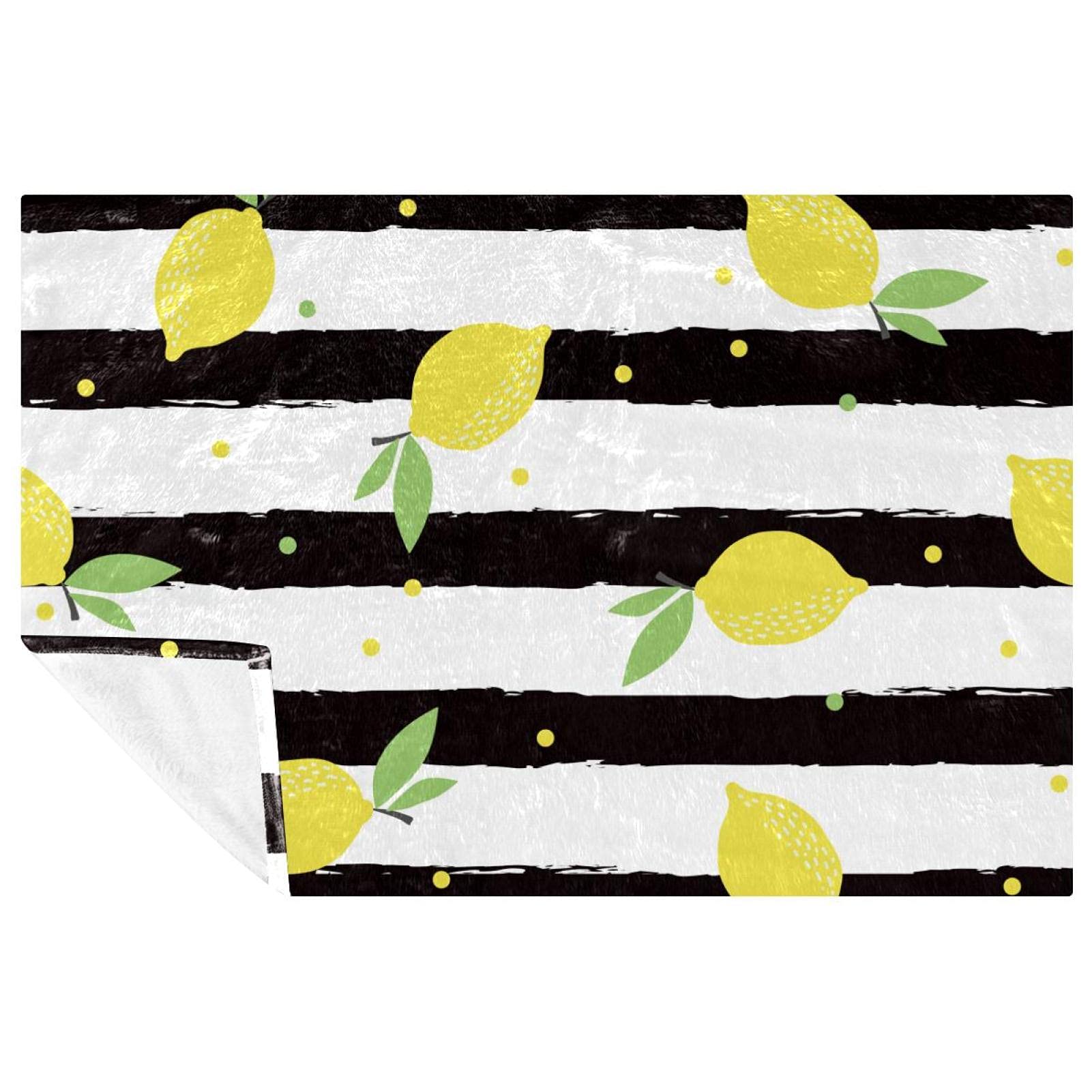 Couverture jaune et blanche à rayures 150x100 cm douce pour lit