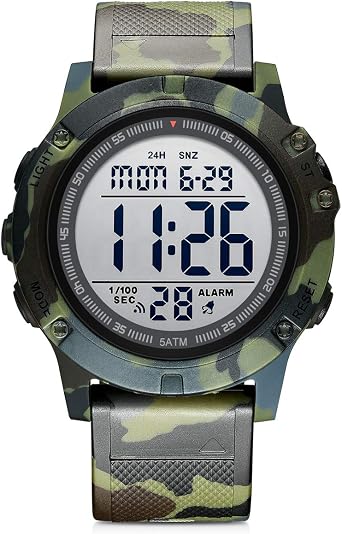 GOLDEN HOUR Orologio sportivo digitale da uomo impermeabile stile tattico  militare con retroilluminazione a LED cinturino in gomma grande quadrante  orologio per gli uomini Camouflage militare. : Amazon.it: Orologi