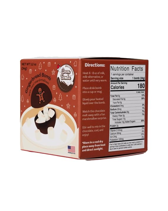 U.s. Made 1 Pack Gingerbread Hot Cocoa Ball W/mini White Marshmallows