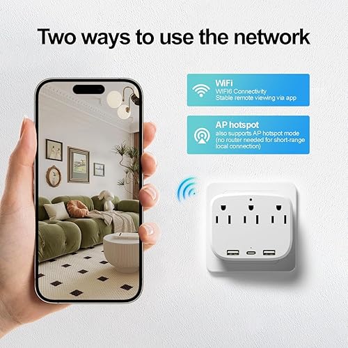 Miniatura 5 de ULar Cargador de pared de cámara de salida 4K para interiores, monitor de mascotas, cámara WiFi con control remoto de aplicación, alertas de