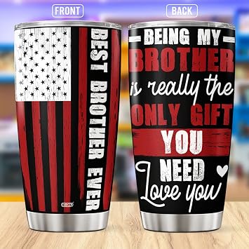 CUBICER Brother Coffee Tumbler 20 Oz Double Walled Stainless Steel Mug With Lid Gifts From Sister For Adults Kids Men Him Uncle Birthday Holiday Travel Insulated Drinking Cups