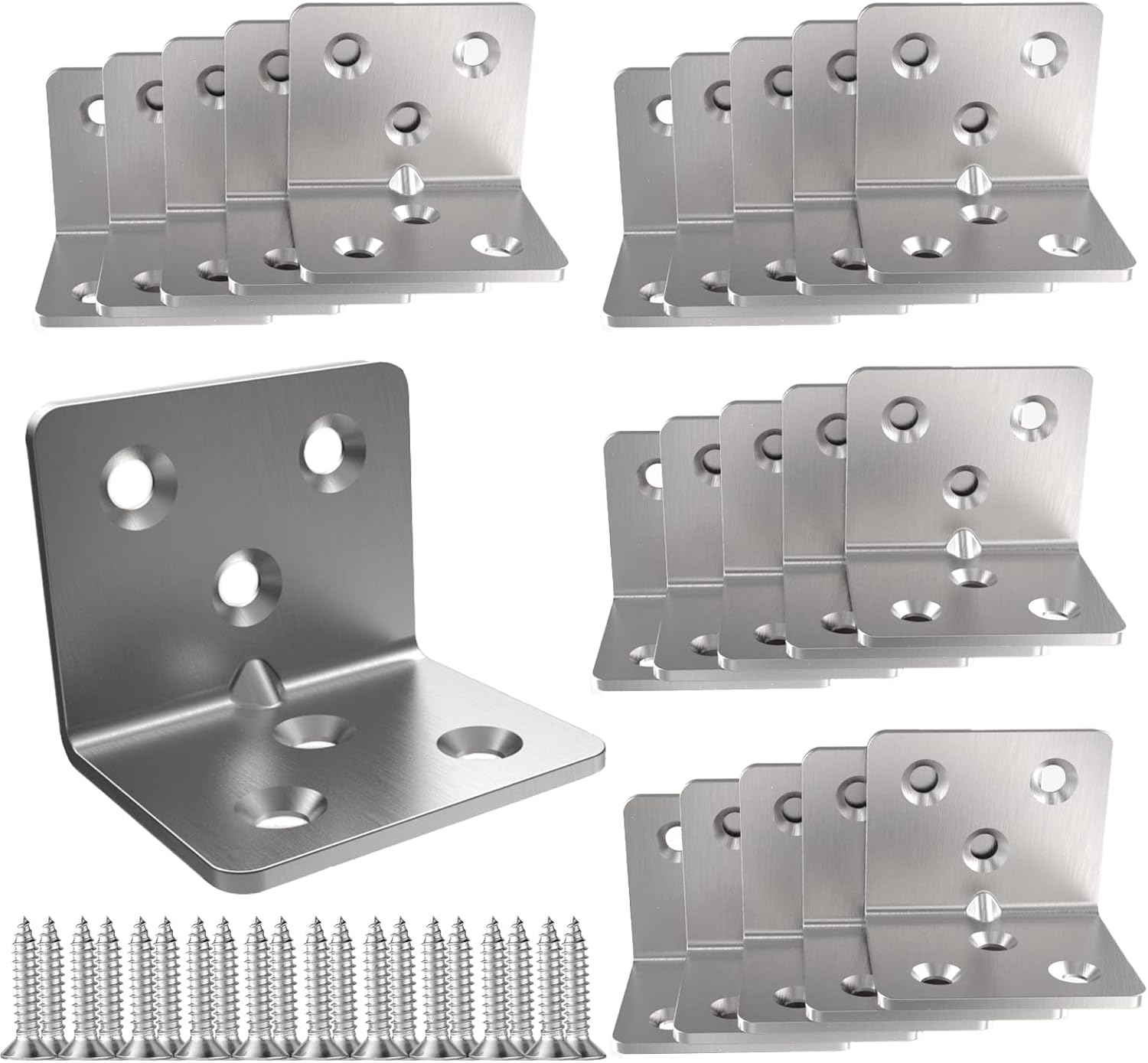 Stainless Steel Corner Bracket,Joint Right Angle Bracket,L Shape Heavy Duty Metal Corner Brace Shelf Supporter for Wood Aufuga (30, 1.5x1.2x1.2)