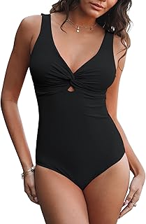 One Piece Swimsuit Women Padded Twist Knot Cut Out Adjustable Straps Bathing Suits Beach Modest Swimming Suits