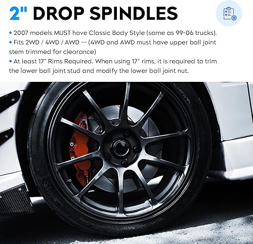 Miniatura 2 de Juego de husillos de bajada de caída delanteros de 2 pulgadas para 2WD 4WD AWD 1999-2006 Chevy Silverado 1500 Cadillac Escalade Avalanche Suburban