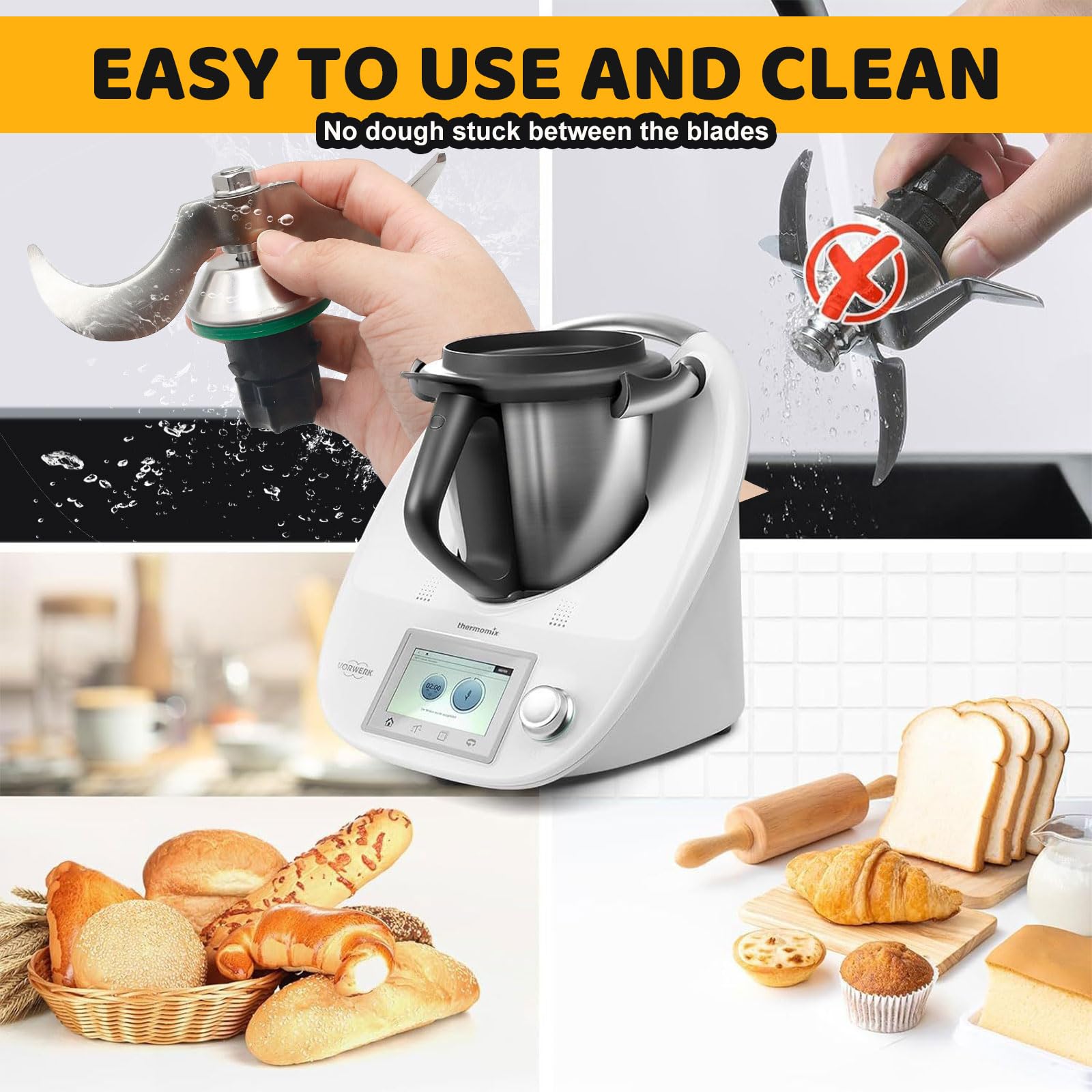 Couteau Mélangeur Pétrisseur Pour Thermomix TM5 TM6 TMF - Lame Inox Sans Résidu