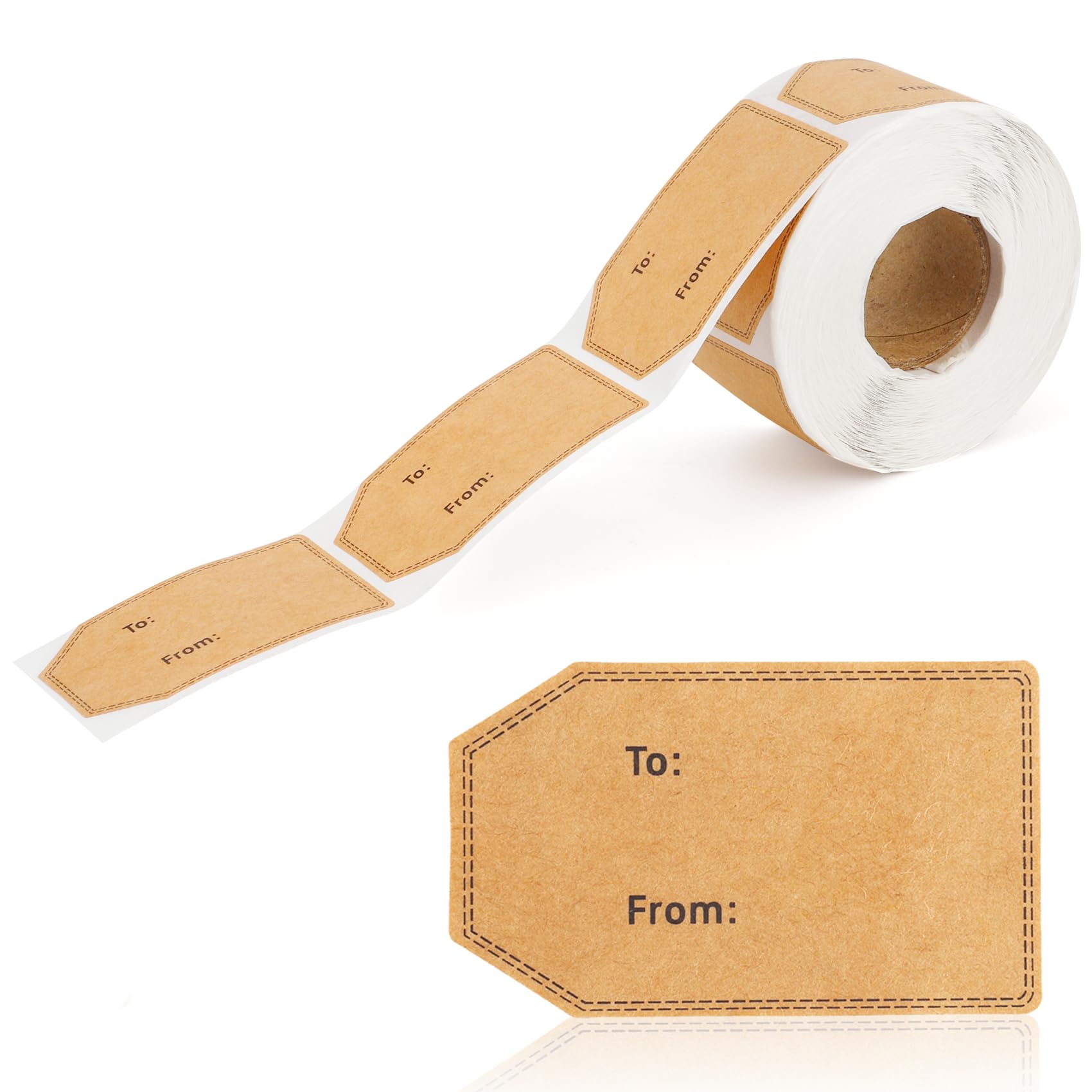300 Pcs Kraft to and from Gift Tag Stickers, Name Tag Labels for Present, 2''x1.2'' Christmas Birthday Gift Tags Stickers All-Purpose Labels for Holiday Wedding & Gifts Bags Brown