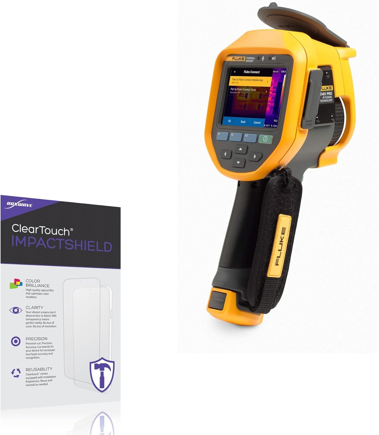 BoxWave Screen Protector Compatible With Fluke Ti401 PRO - ClearTouch ImpactShield (2-Pack), Impenetrable Screen Protector Flexible Film