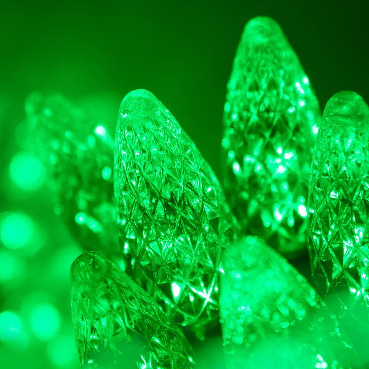 Wintergreen Lighting 70 C6 Green LED String Lights Indoor-Outdoor Christmas String Lights, 24 Ft, St Patricks Day Lights Halloween Lights Decorations Outdoor Tree Lights