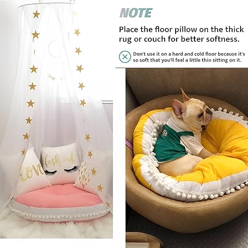 Miniatura 7 de Cojín grande de suelo para niños, almohada circular para niños, color rosa, almohadas redondas para sala de juegos, almohada grande para rincón de