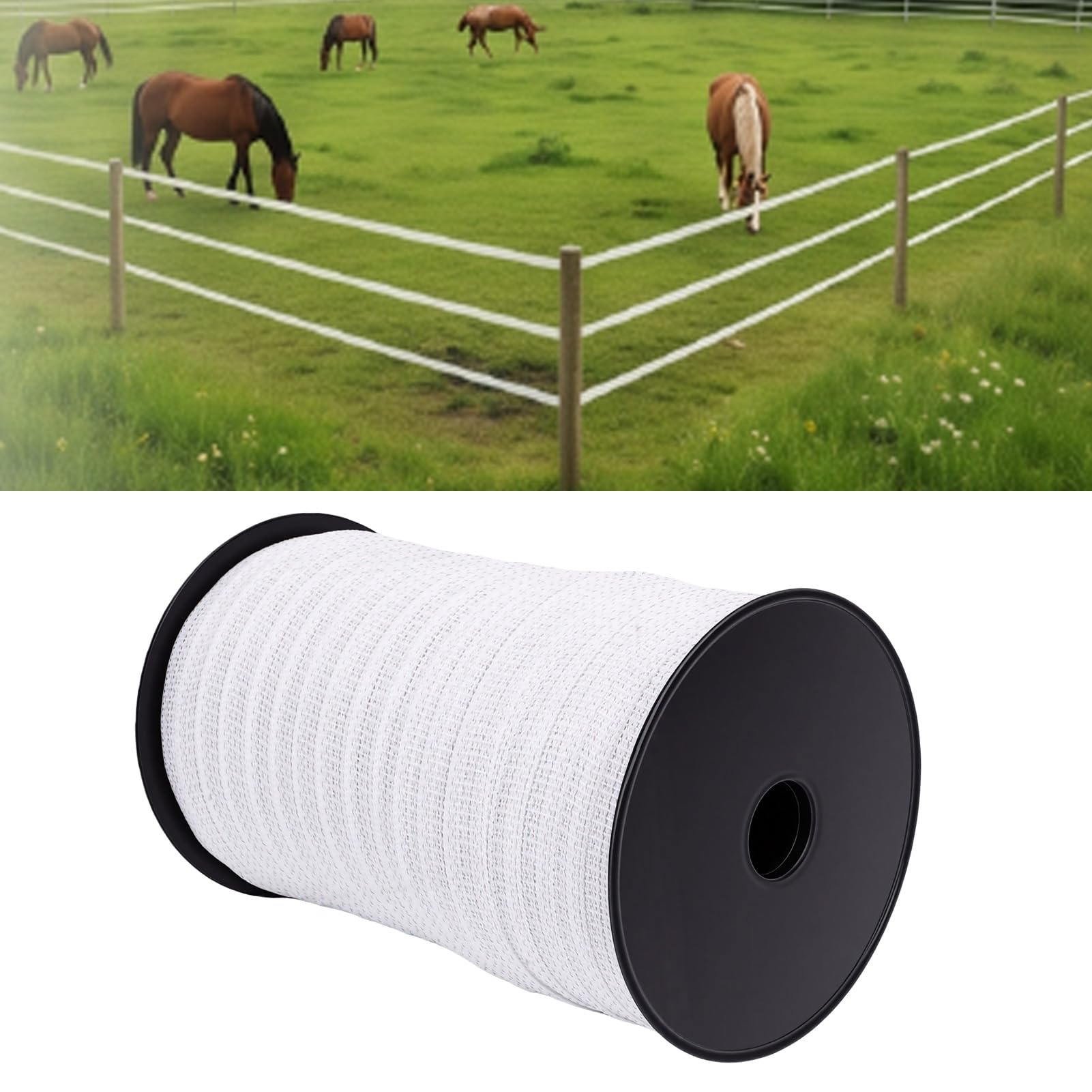 Nastro per Recinzione Elettrica per Bestiame, Recinzione in Polytape in Acciaio Inossidabile Ad Alta conduttività da 200 M, Nastro per per Cavalli con Design Semipermanente Portatile per