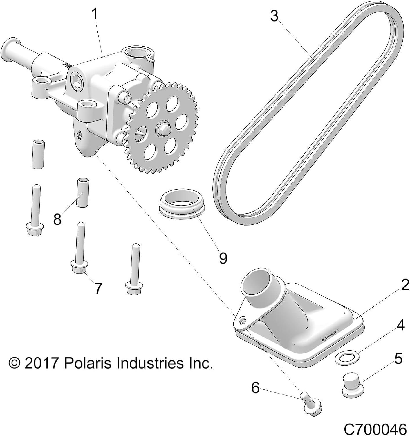 Polaris Ranger Wet Sump Oil Pump Assembly, Genuine OEM Part 3023491, Qty 1