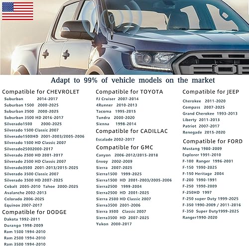 Miniatura 6 de Antena de bala para automóvil, camión con la bandera de Estados Unidos, con tapas de vástago de válvula, mástil universal para GM Chevy Silverado