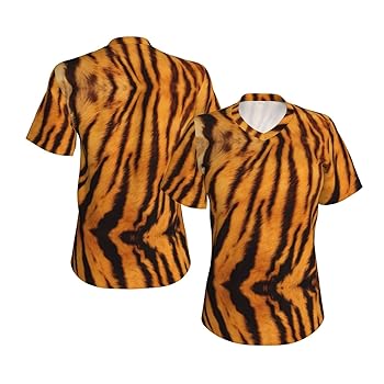Tiger Striped Pattern Print Women's Casual Top â€“ Short