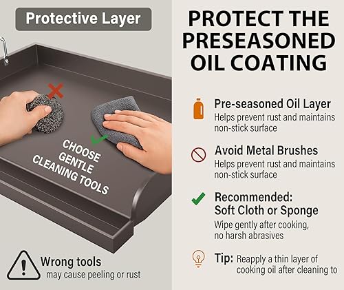 Miniatura 46 de Uniflasy Plancha reversible de hierro fundido para parrilla superior para estufa de 16 7/8 pulgadas, sartén plana, placa de plancha de hierro