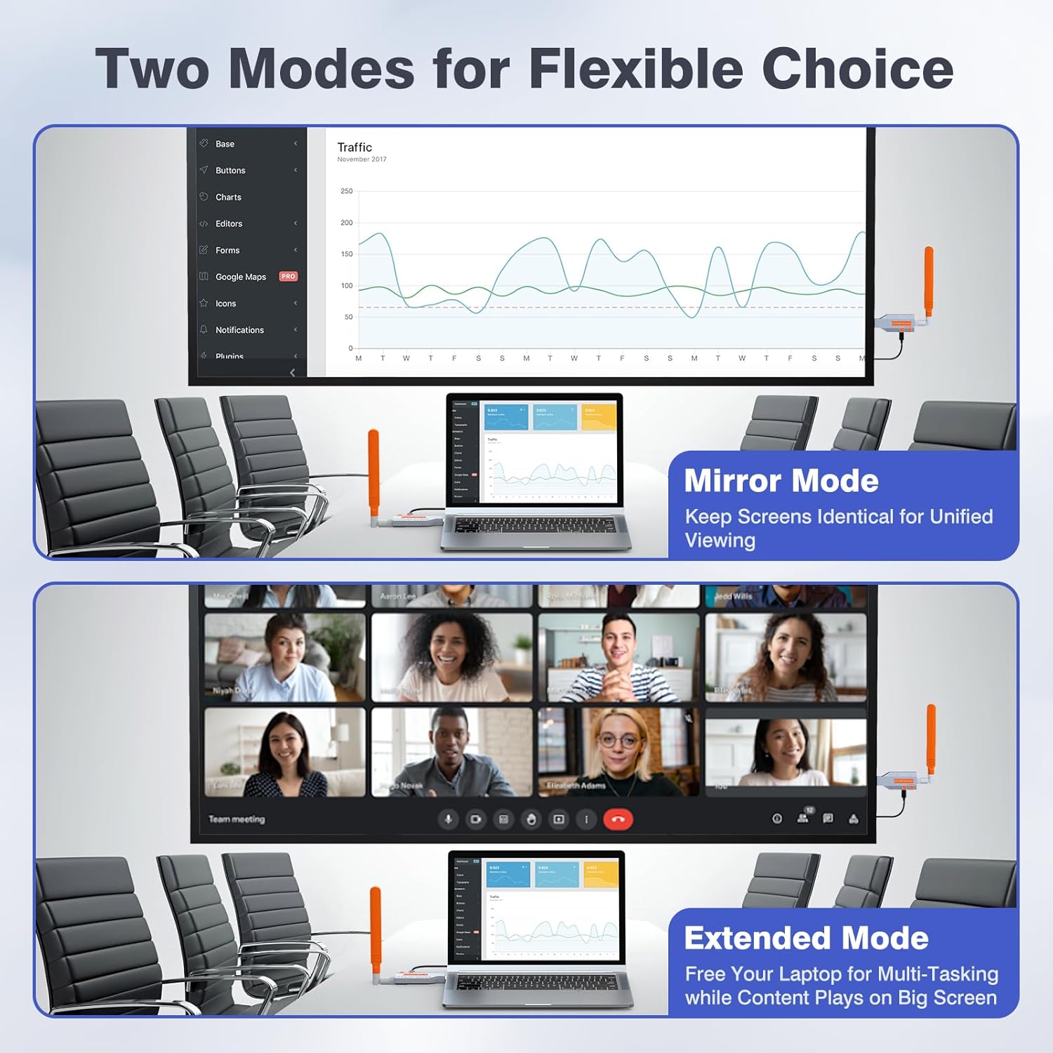 Wireless HDMI 4K Transmitter with 1 Receiver, 2160P Output, 350FT Long Range, 5.8G Low Lag Extender, Silvery Metal for PC/Laptop/Projector/TV/Monitor