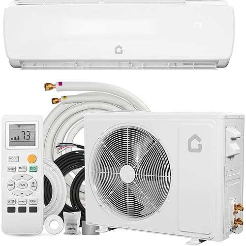 GarveeHome 12000 BTU Mini Split AC/Heating System, 19 SEER2 Inverter 6-in-1 Split System Air Conditioners, Ductless Heat Pump Wall Mount AC Unit Cool Up to 750 Sq. Ft, Installation Kits, 115V