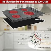 Vista 6 de Karinear Estufa eléctrica de 30 pulgadas, 4 quemadores, control de perilla, estufa eléctrica de vidrio con hermoso patrón de madera, placa