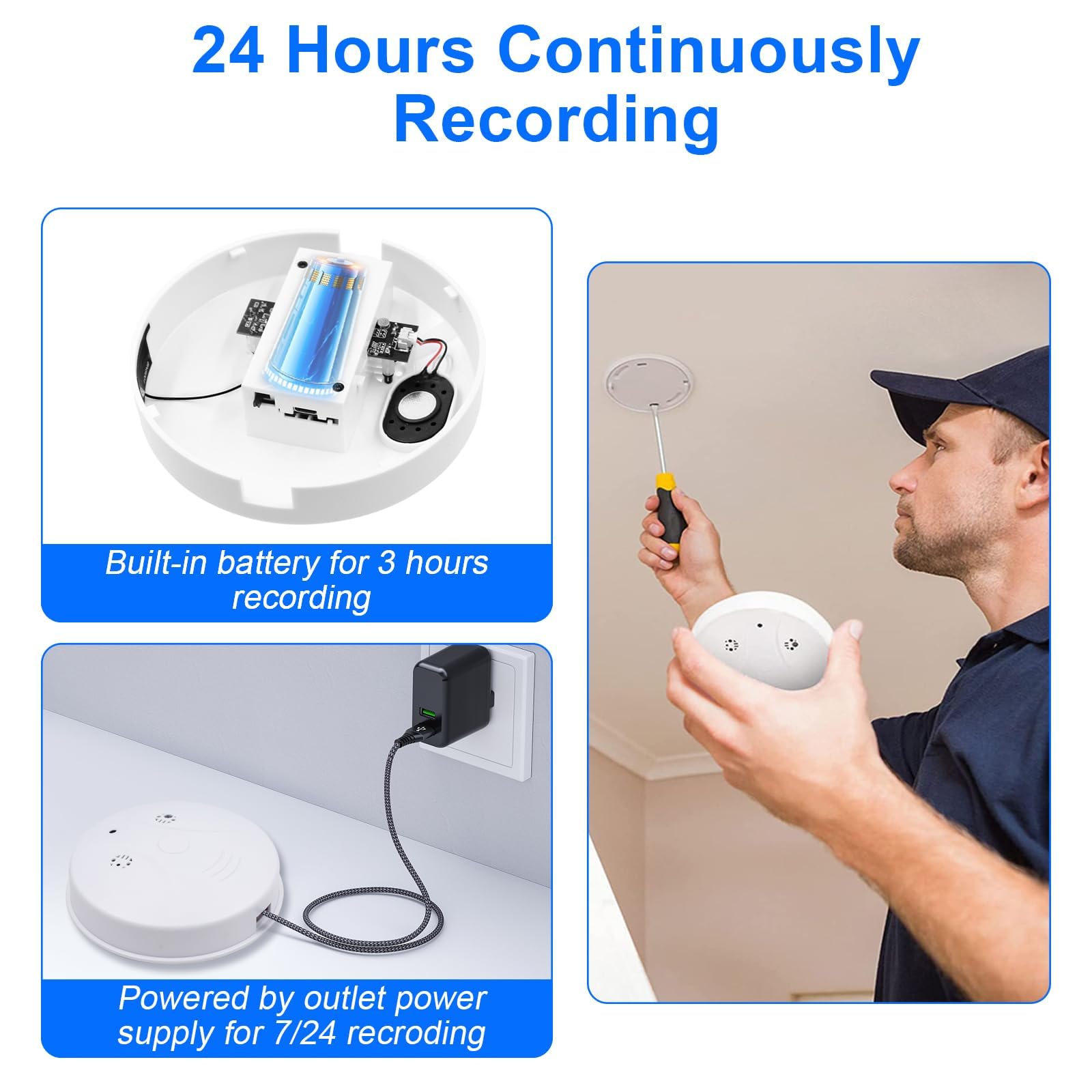 Cámara Espía WiFi 5G, Mini Camara Oculta Espia Inalambricas Detectora de Humo 1080P HD, Mini Cámaras Espias de Vigilancia Seguridad con Detector de Movimiento IR Visión Nocturna