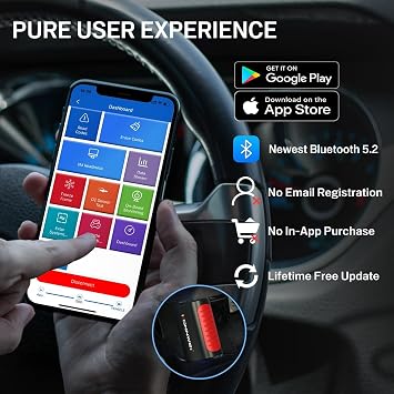 KDIAG Bluetooth OBD2 Scanner Diagnostic Tool for iPhone & Android Wireless Check Engine Light Car Code Reader Bluetooth 5.2 w/Full System Diagnosis, Oil Reset, Performance Test, Voltage Test