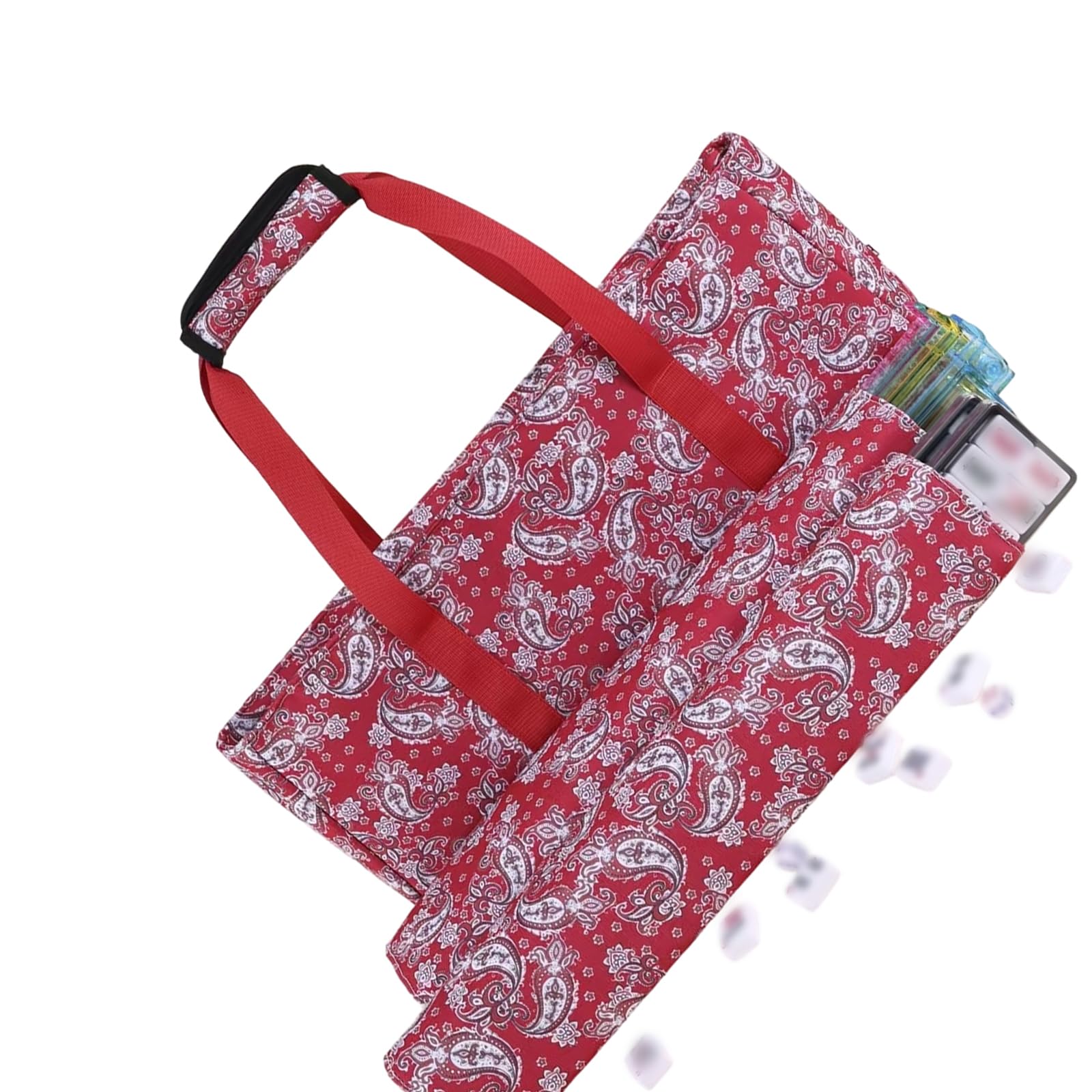 Buxuaaaa Strong Mahjong Carry Container Having Several Sections for Transport and Neat Storage Permanent Mahjong Game Bag