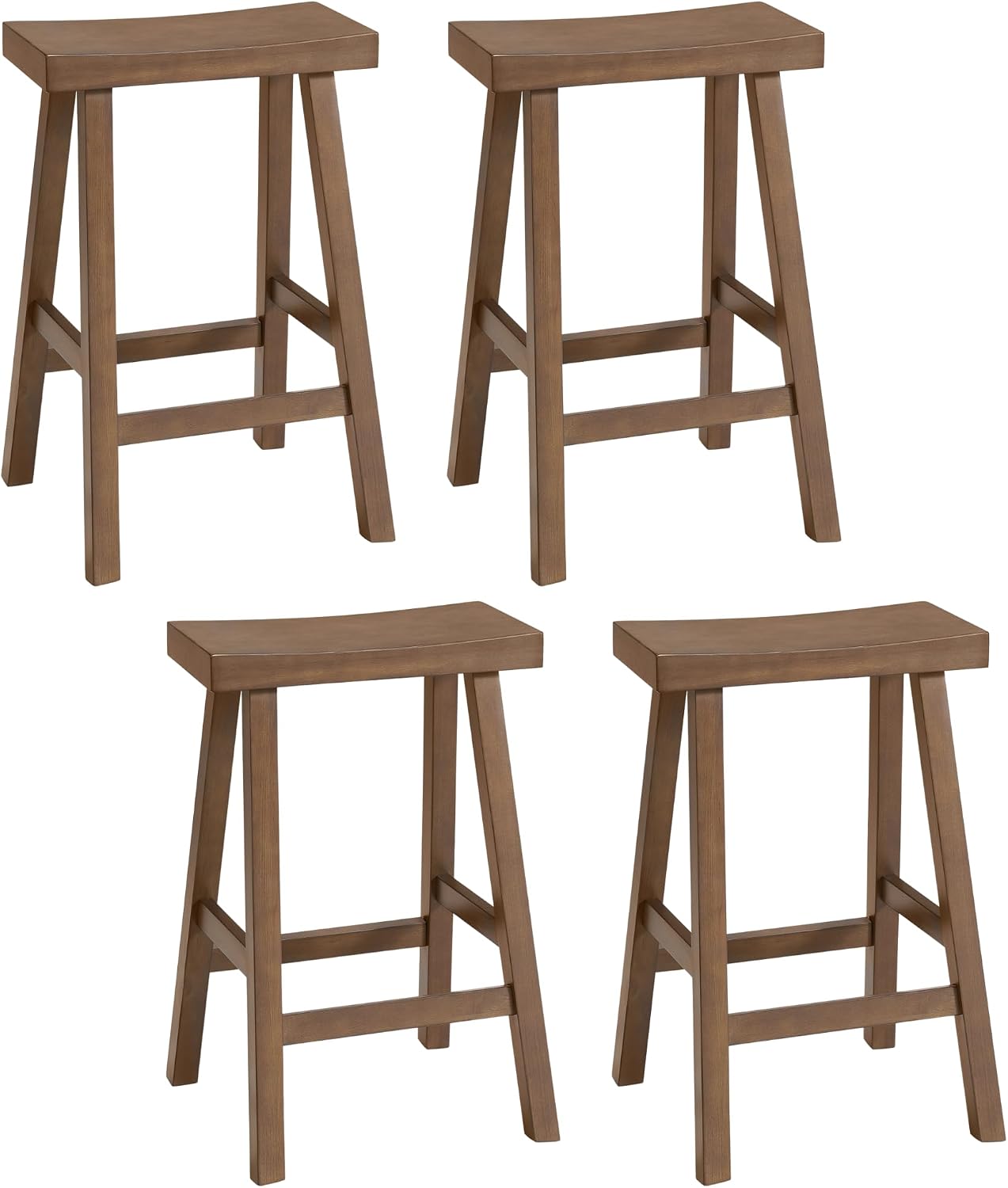 Alaterre Furniture Hayes Counter Height Bar Stools, Walnut, Set of 4, 27"