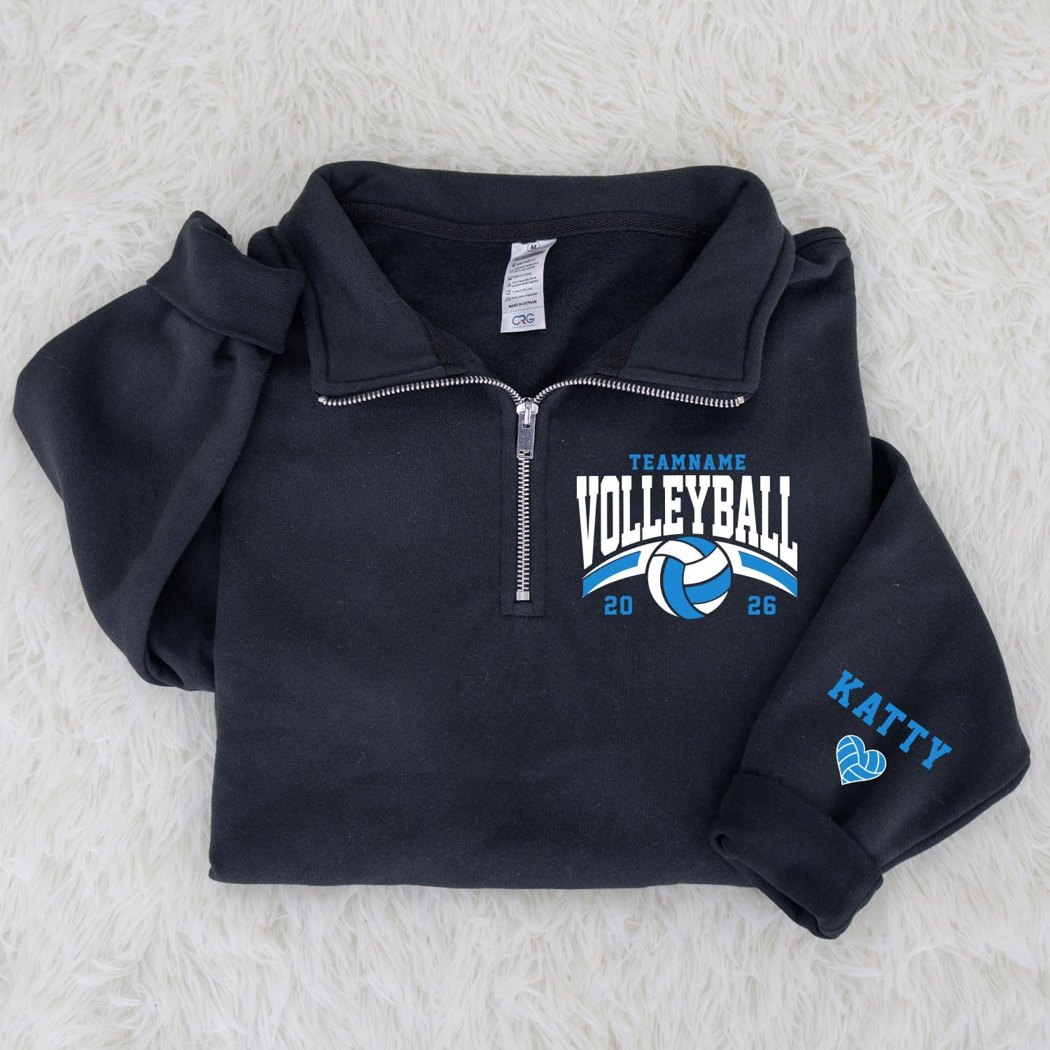 Personalized Volleyball Mom Zip Quarter Sweatshirt, Custom Apparel with Name & Player Number - Image 4