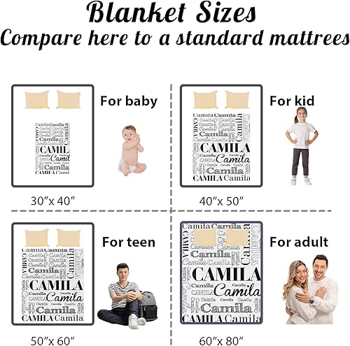 Miniatura 249 de Mantas personalizadas con nombre para niños, mantas de bebé personalizadas para niños y niñas, manta de nombre personalizada súper suave para niños