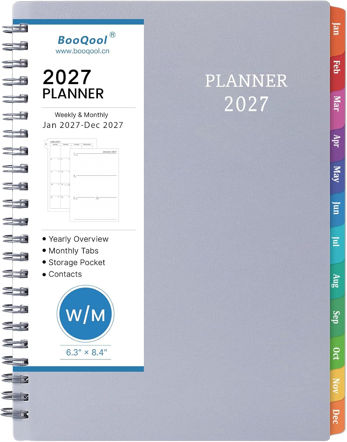 2027 Planner - 2027 Calendar Planner, Jan-DEC 2027, Weekly and Monthly Planner, 6.25" × 8.3", Tabs, Inner Pocket, Improving Your Time Management Skill