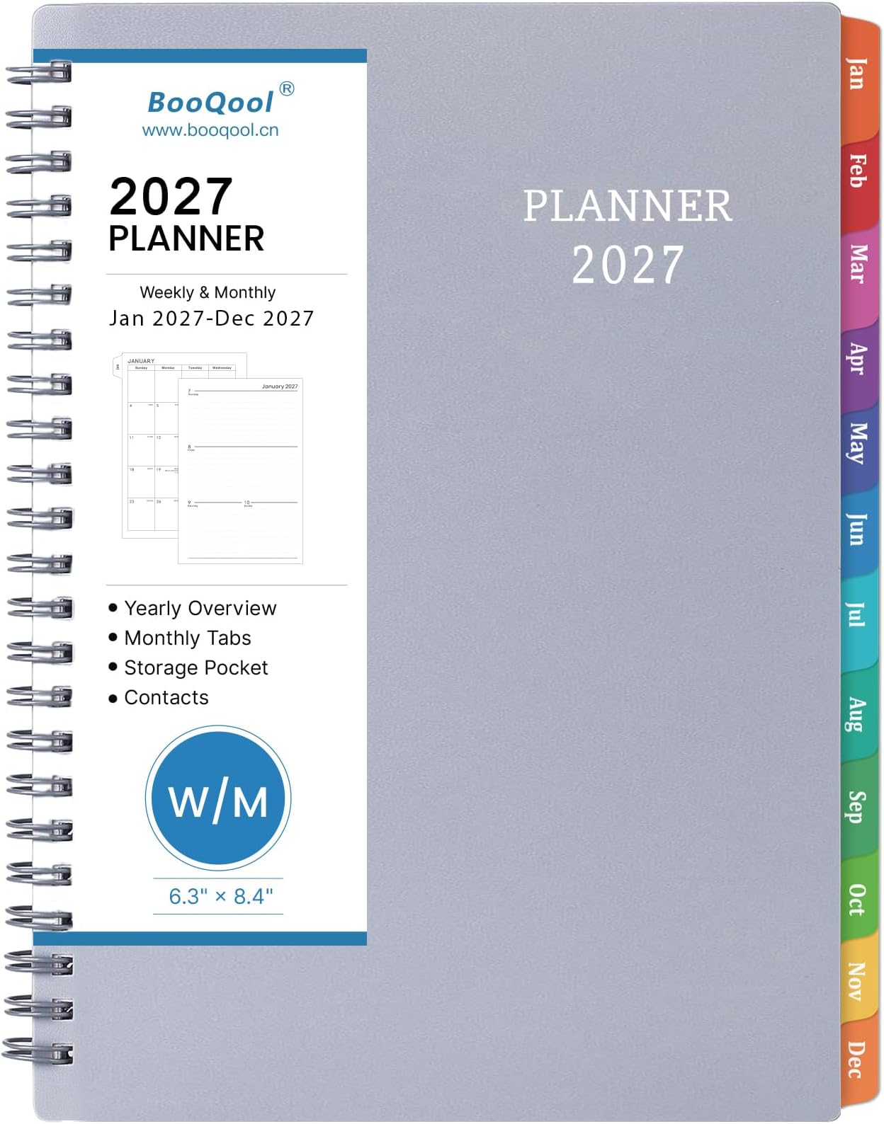 2027 Planner - 2027 Calendar Planner, Jan-DEC 2027, Weekly and Monthly Planner, 6.25" ร 8.3", Tabs, Inner Pocket, Improving Your Time Management Skill