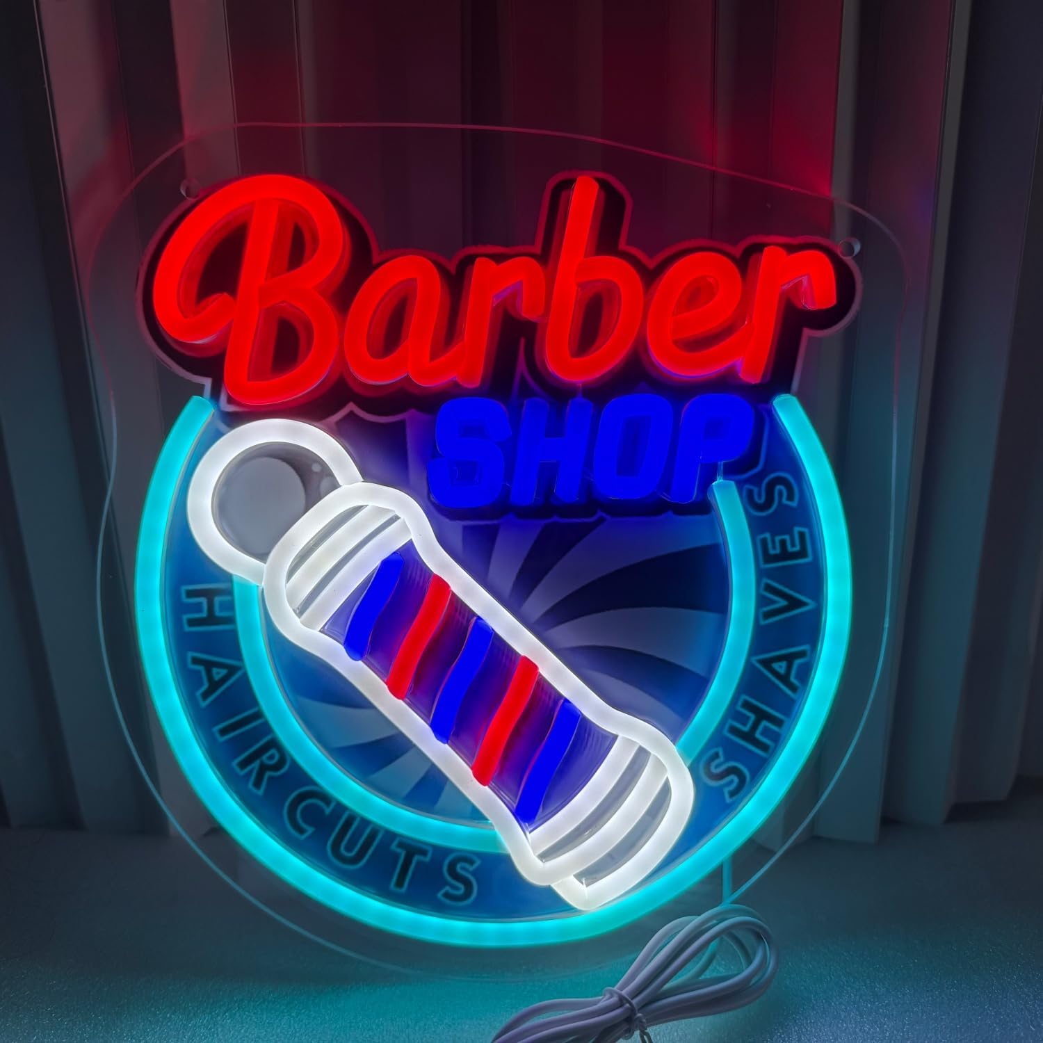 Barber Shop Neon Sign, LED Wall Light for Barber Shops & Hair Salon Decor, Bright Acrylic Neon Sign for Barbers, Modern Lights for Hair Salon Decor, Unique Gift for Hairdresser, USB Powered Wall Art