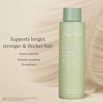 Rizos Curls Biotin Shampoo Gently Cleanse, Strengthen & Nourish Hair with Biotin & Rosemary Oil Reduces Shedding for Fuller, Healthier Hair For all Hair Types 1a4c Sulfate & Paraben Free