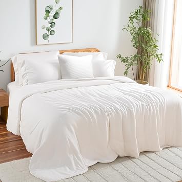 NEXHOME PRO 100% Viscose Derived from Bamboo Comforter King Size - Cooling & Moisture-Wicking Bedding - All Season Lightweight Design - Natural Organic King Duvet Insert