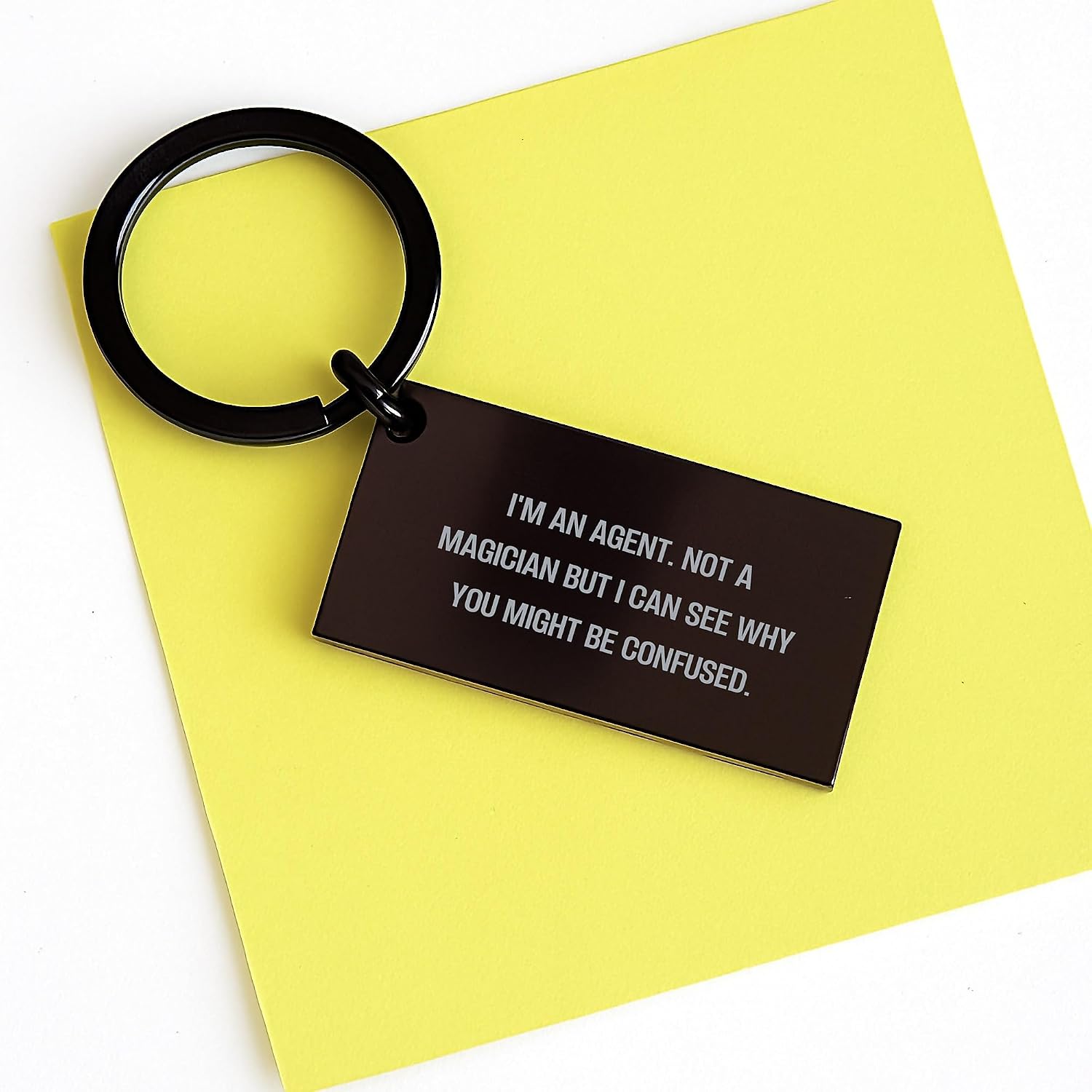 Funny Agent Keychain Gifts from Men, Women, Friends, Family - Unique Graduation Keychain for Agent - 'I'm An Agent. Not A Magician But I Can See Why You Might Be Confused.' Stainless Steel Keychain image 3