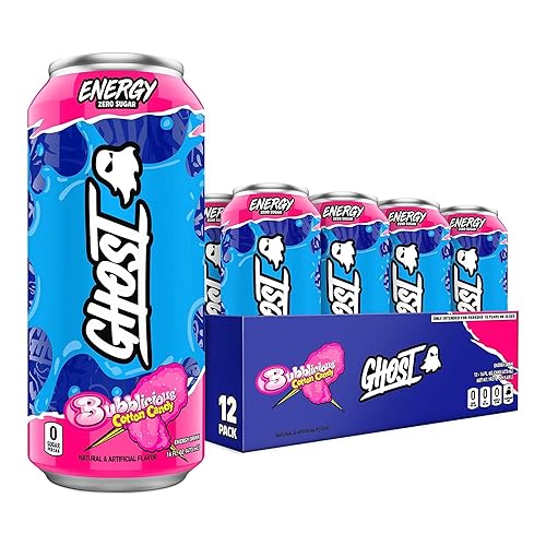 Energy Drink - 12-Pack, Bubblicious Cotton Candy, 16oz Cans -