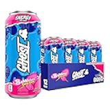 GHOST Energy Drink - 12-Pack, Bubblicious Cotton Candy, 16oz Cans - Energy & Focus & No Artificial Colors - 200mg of Natural Caffeine, L-Carnitine & Taurine - Gluten-Free & Vegan