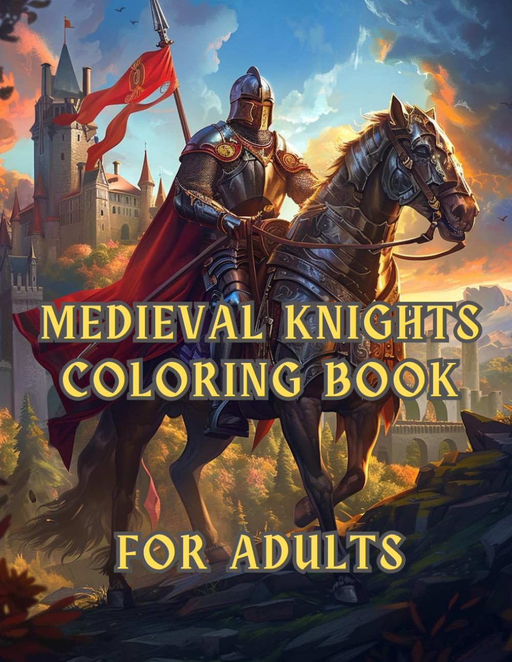 Medieval Knights Coloring Book for Adults: 8.5x11 | Knights, Steeds, Castles, Jousting, Dark Ages | Mindful Coloring and Stress Relief