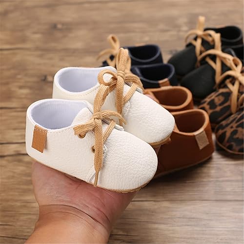 Miniatura 4 de Zapatos de piel sintética para bebés, niños y niñas, suela de goma suave, con cordones, zapatos Oxford para cuna para niños pequeños que caminan