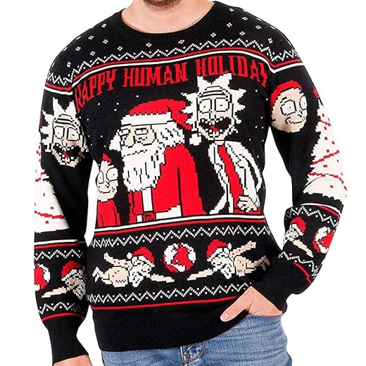 Rick and Morty Happy Human Holiday Ugly Christmas Sweater