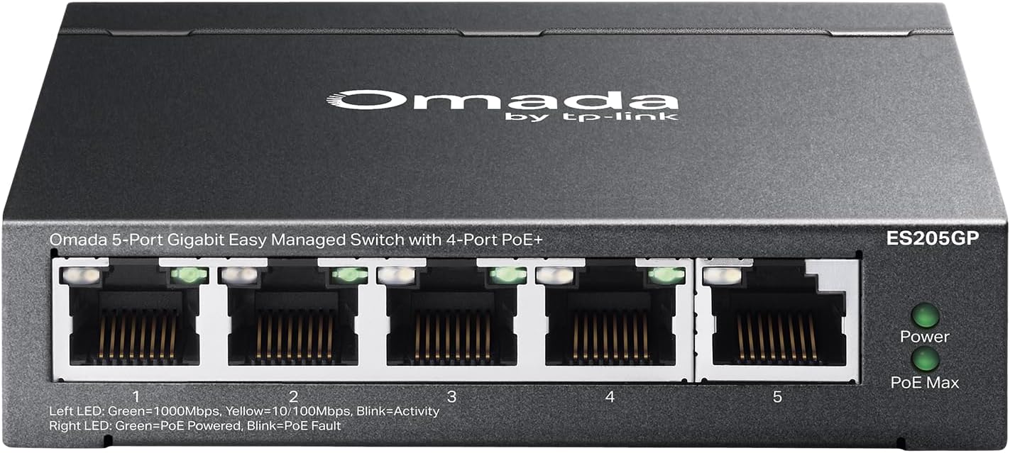 Omada ES205GP, 5 Port Gigabit Easy Managed PoE Switch