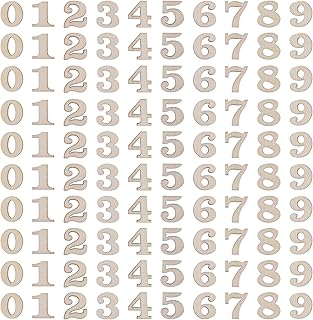 100PCS 0.6inch Natural Wooden Numbers Mixed Wooden 0-9 Numbers Mini Unfinished Wooden Numbers for Homemade Arts DIY Project