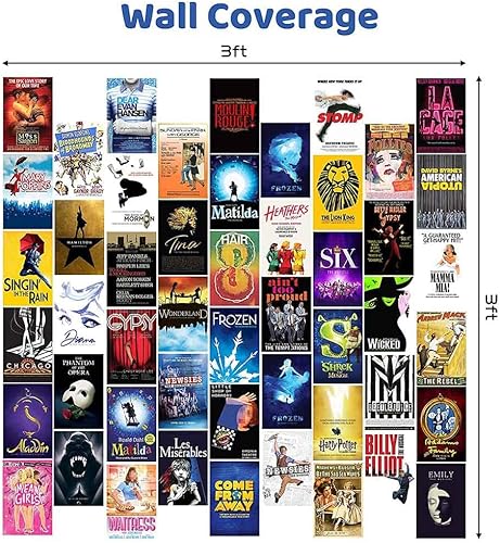 Miniatura 6 de ALIBRAHIM Kit de collage de pared de teatro musical, 50 piezas, imagen estética, decoración de habitación indie, decoración de habitación de moda