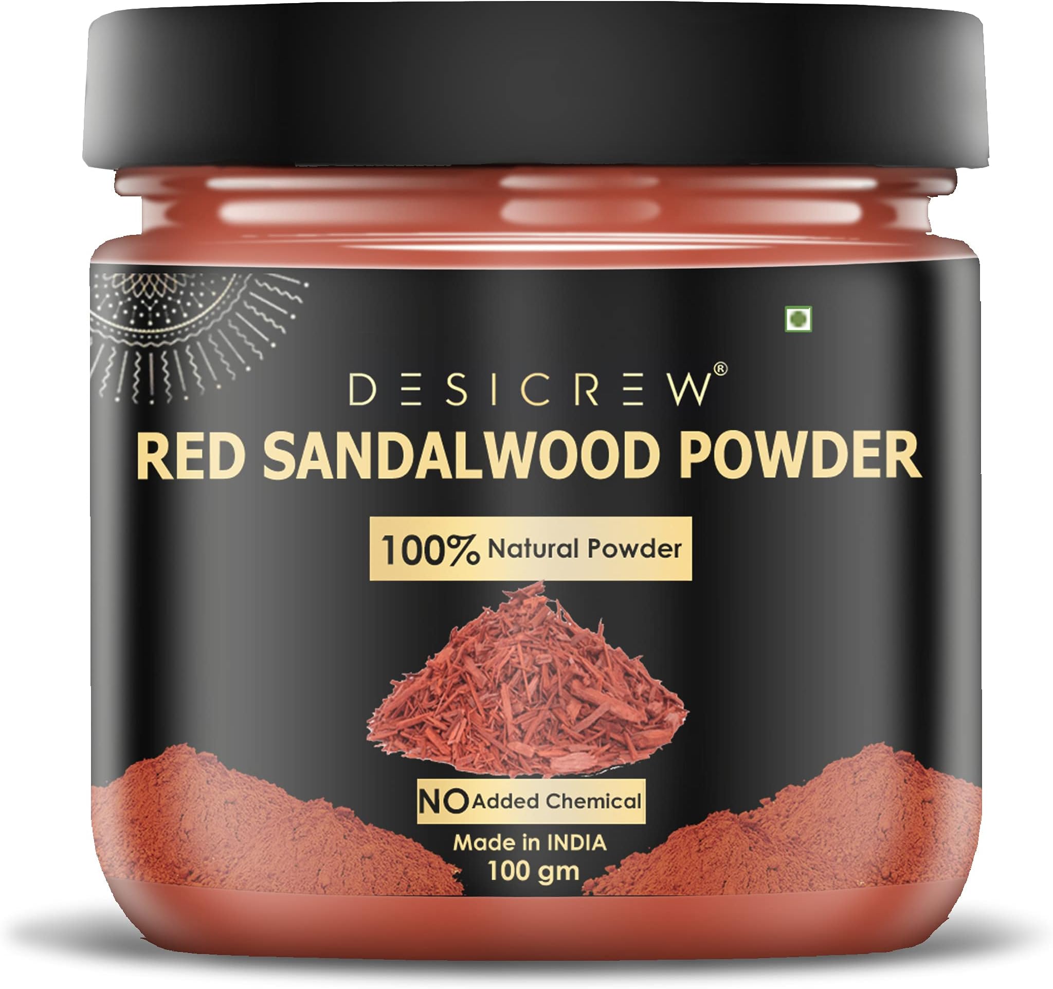 DESICREW Pure & Natural Red Sandal Wood Powder For Removal of Sun Tan and Dullness,Gives Natural Soft, Reducing Blemishes and Treating Acne & Shiny Skin (Skin & Face Care) 100 GM