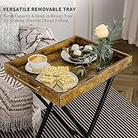 Vista 4 de Mesas de bandeja para TV plegables, juego de 2 mesas laterales para espacios pequeños, mesas para bocadillos al lado del sofá, mesas plegables
