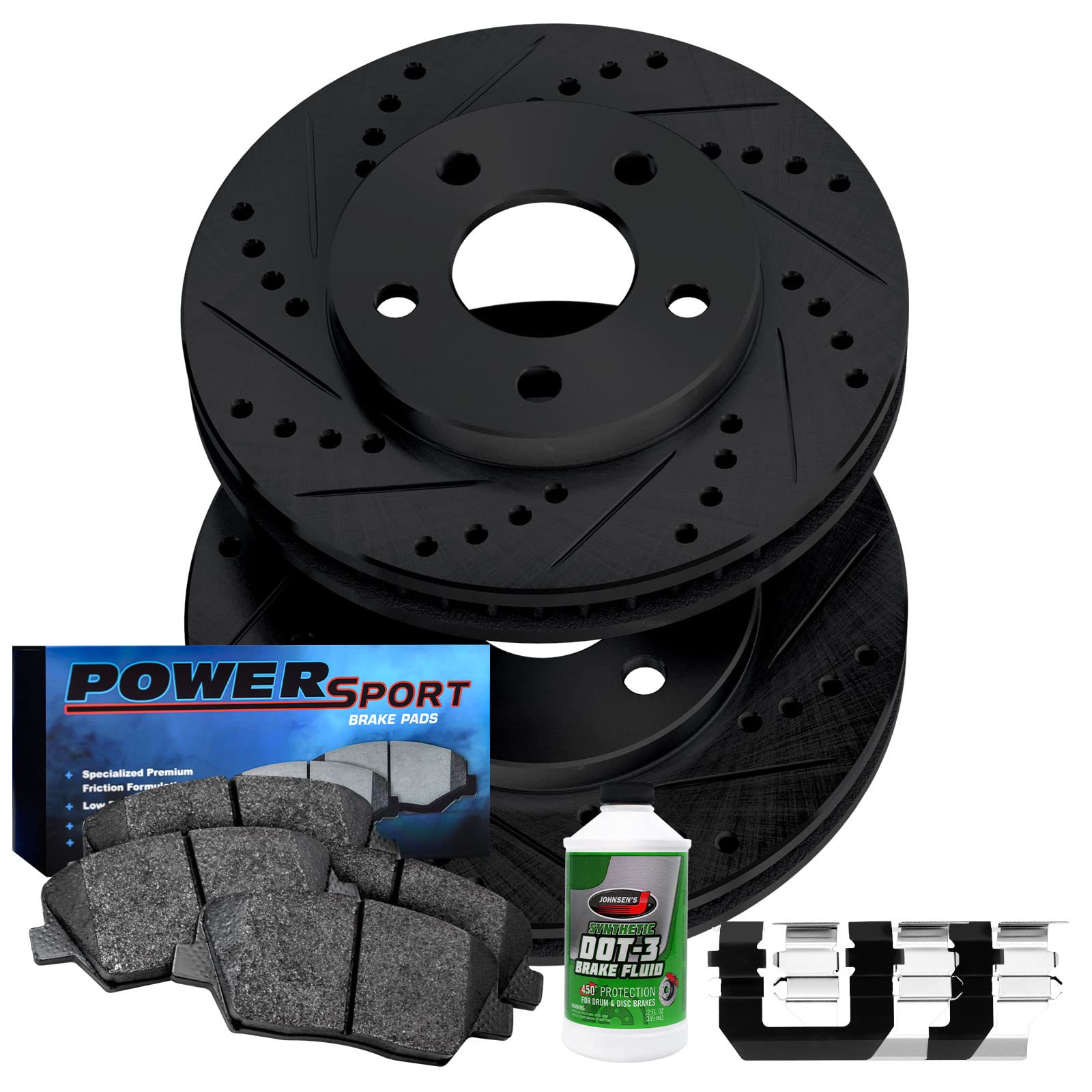 Power SportFront Brakes and Rotors Kit |Front Brake Pads| Brake Rotors and Pads|Ceramic Brake Pads and Rotors|Hardware Kit BBC1.37081.42