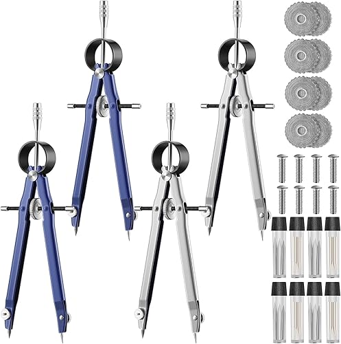 Brújula de geometría profesional, brújula de metal, herramienta de dibujo de brújula, brújula de dibujo, brújula de dibujo con recargas adicionales