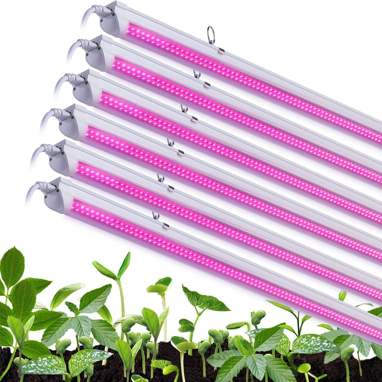6 Pack LED Grow Light,T8 Integrated Growth Tube Lamp 2ft 144W(24w x 6
